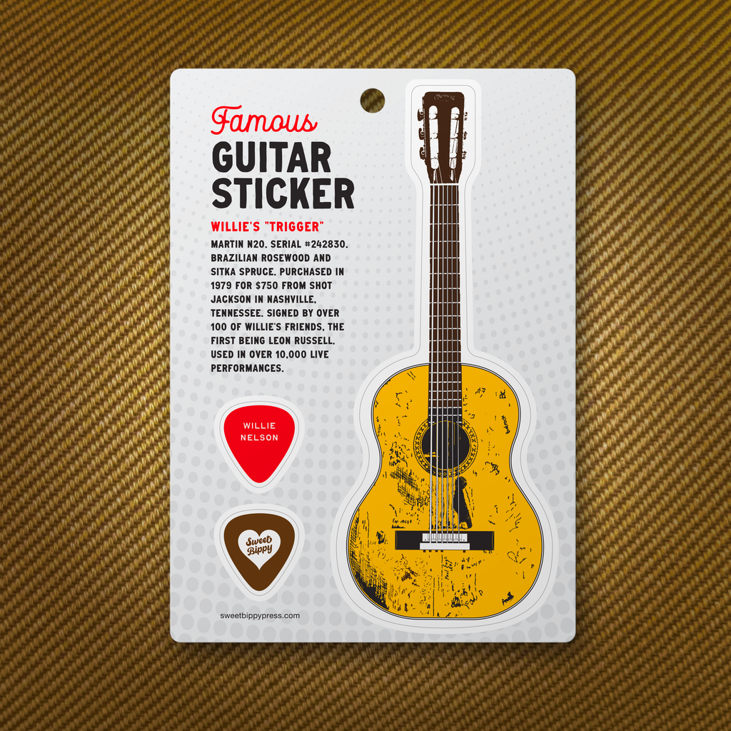 Sweet Bippy Press - Guitar Sticker Sheet - Willie Nelson