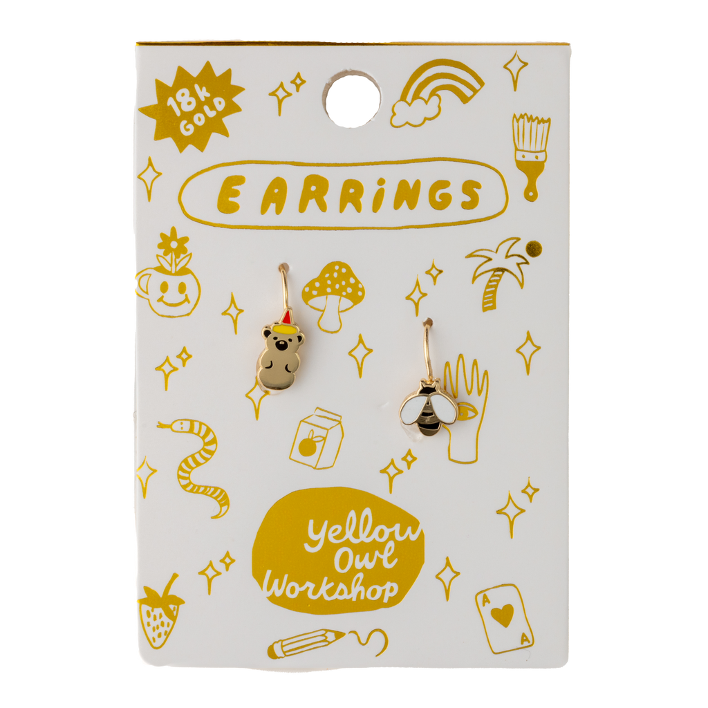 Yellow Owl Workshop - Honey Bear + Honey Bee Earrings