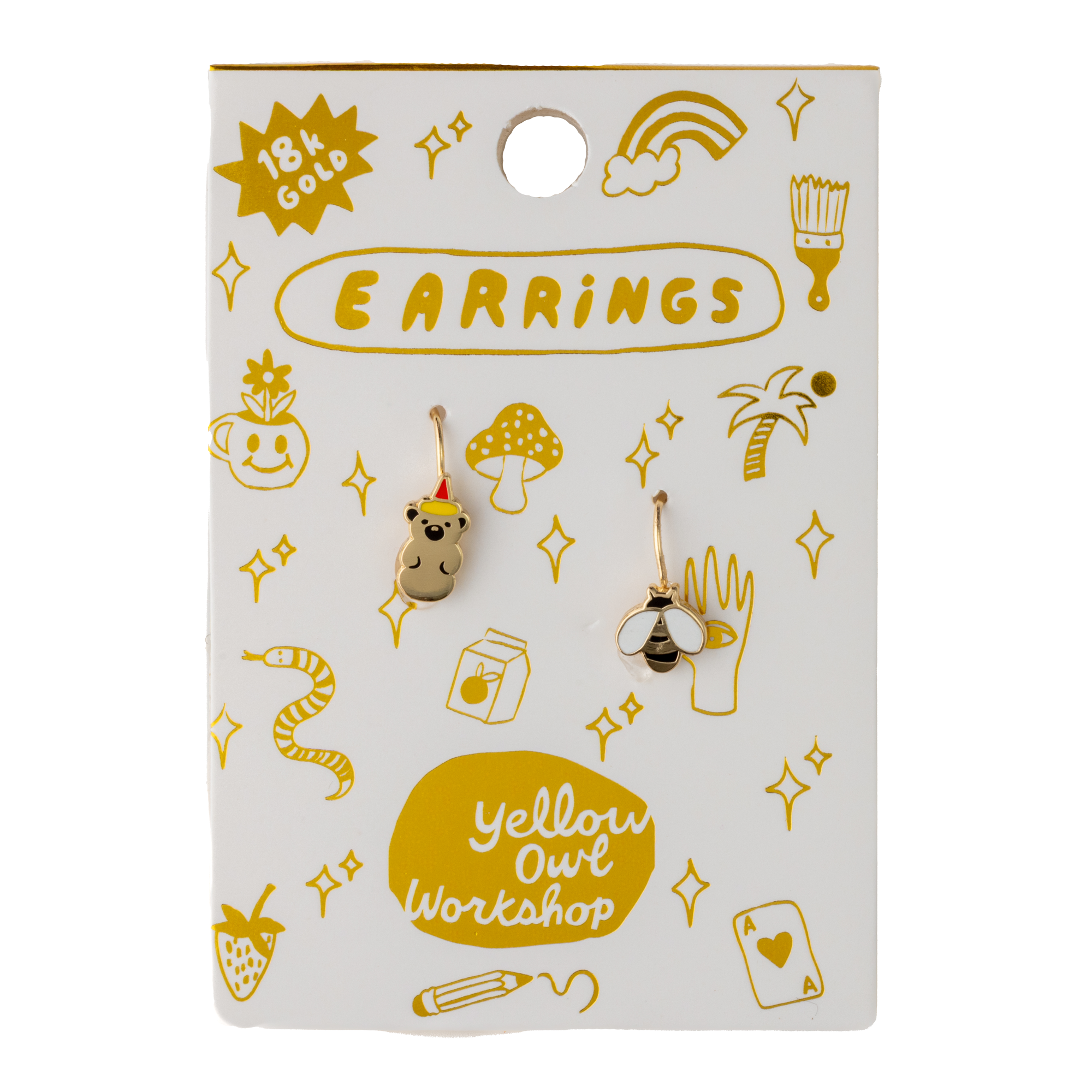 Yellow Owl Workshop - Honey Bear + Honey Bee Earrings