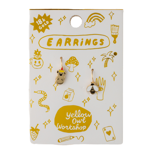 Yellow Owl Workshop - Honey Bear + Honey Bee Earrings (Final Sale)