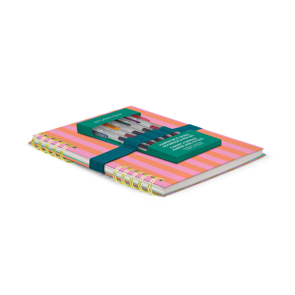 Studio Oh! - Cabana Stripes Harper Split-Spiral Notebook & Pen Set