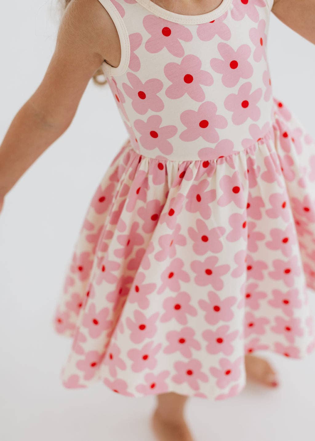Good Apples Kids Sleeveless Twirl Dress - Pink Daisies