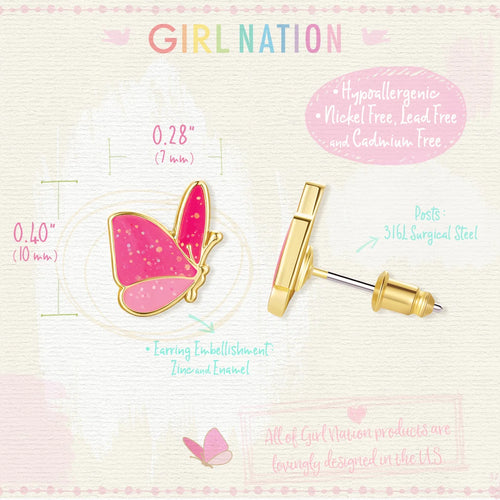 Girl Nation Earrings - Glitter Butterfly
