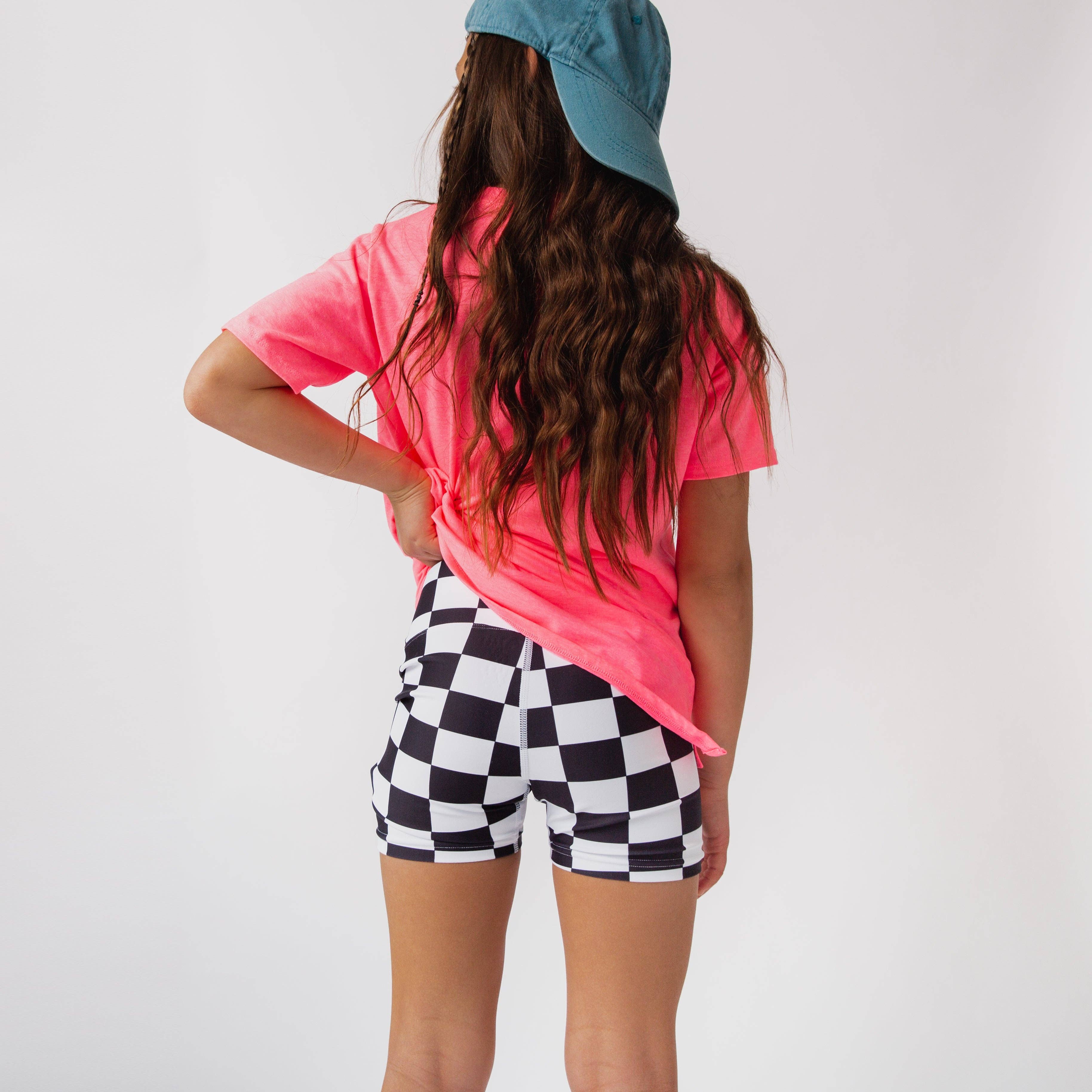 RAGS Biker Shorts - B&W Check