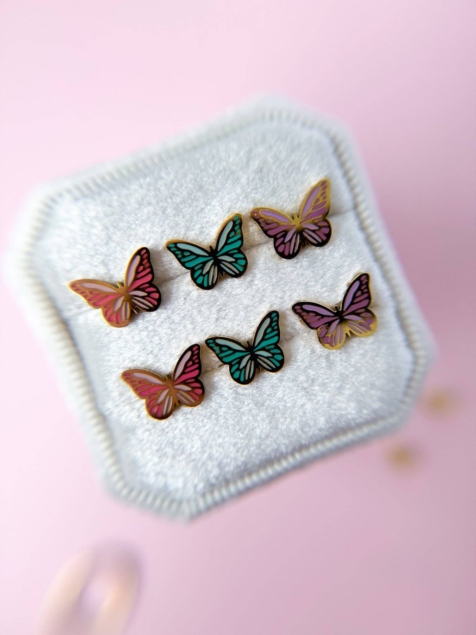 Desert Peach - Butterfly Stud Earrings