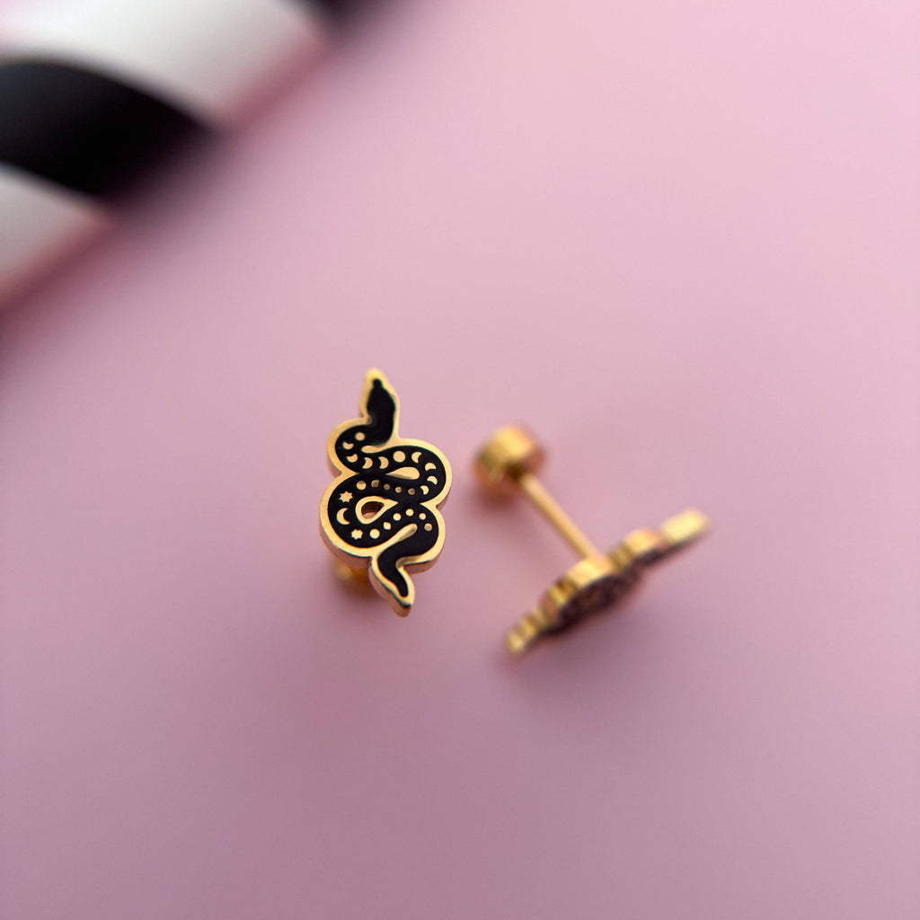 Desert Peach - Mystic Snake Stud Earrings