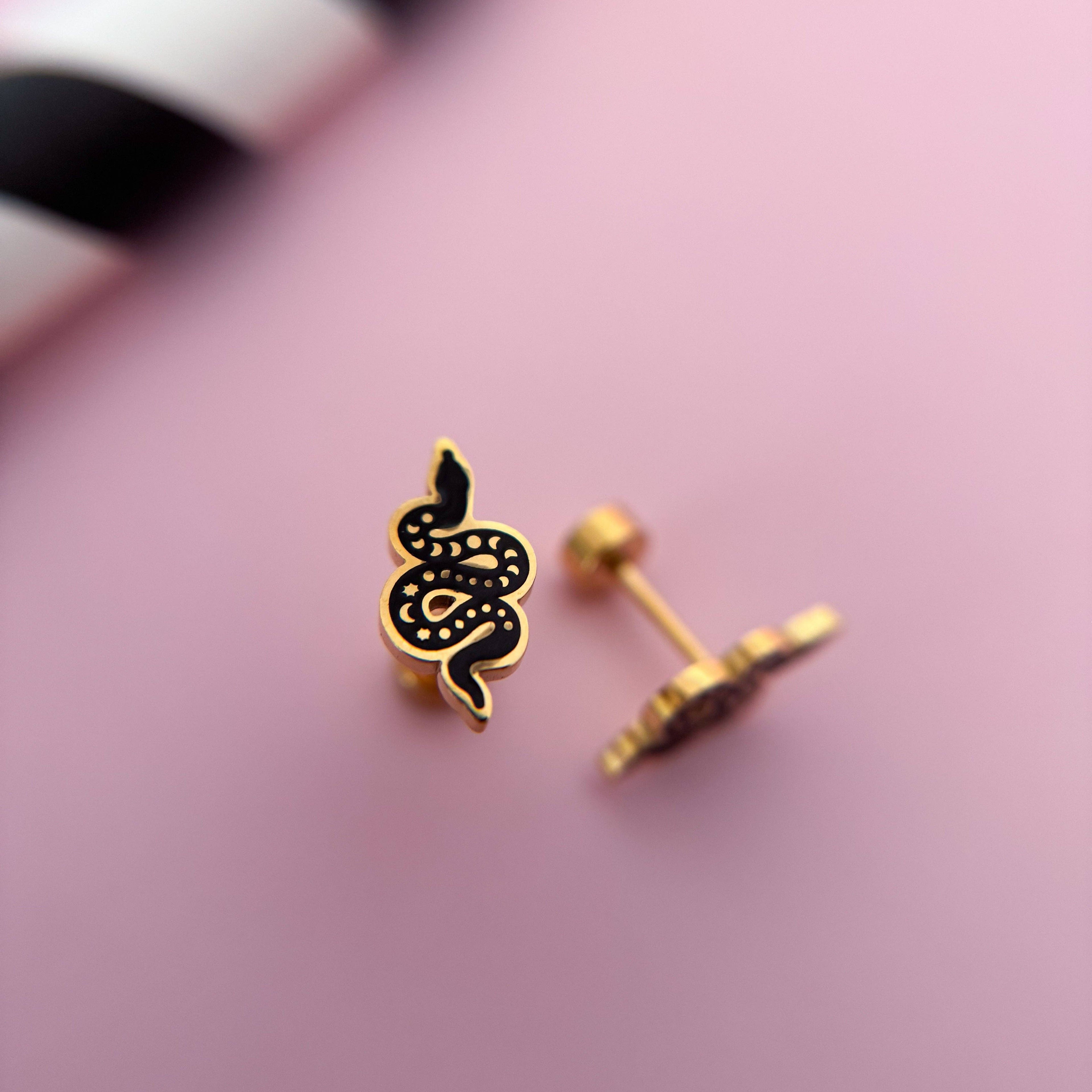Desert Peach - Mystic Snake Stud Earrings