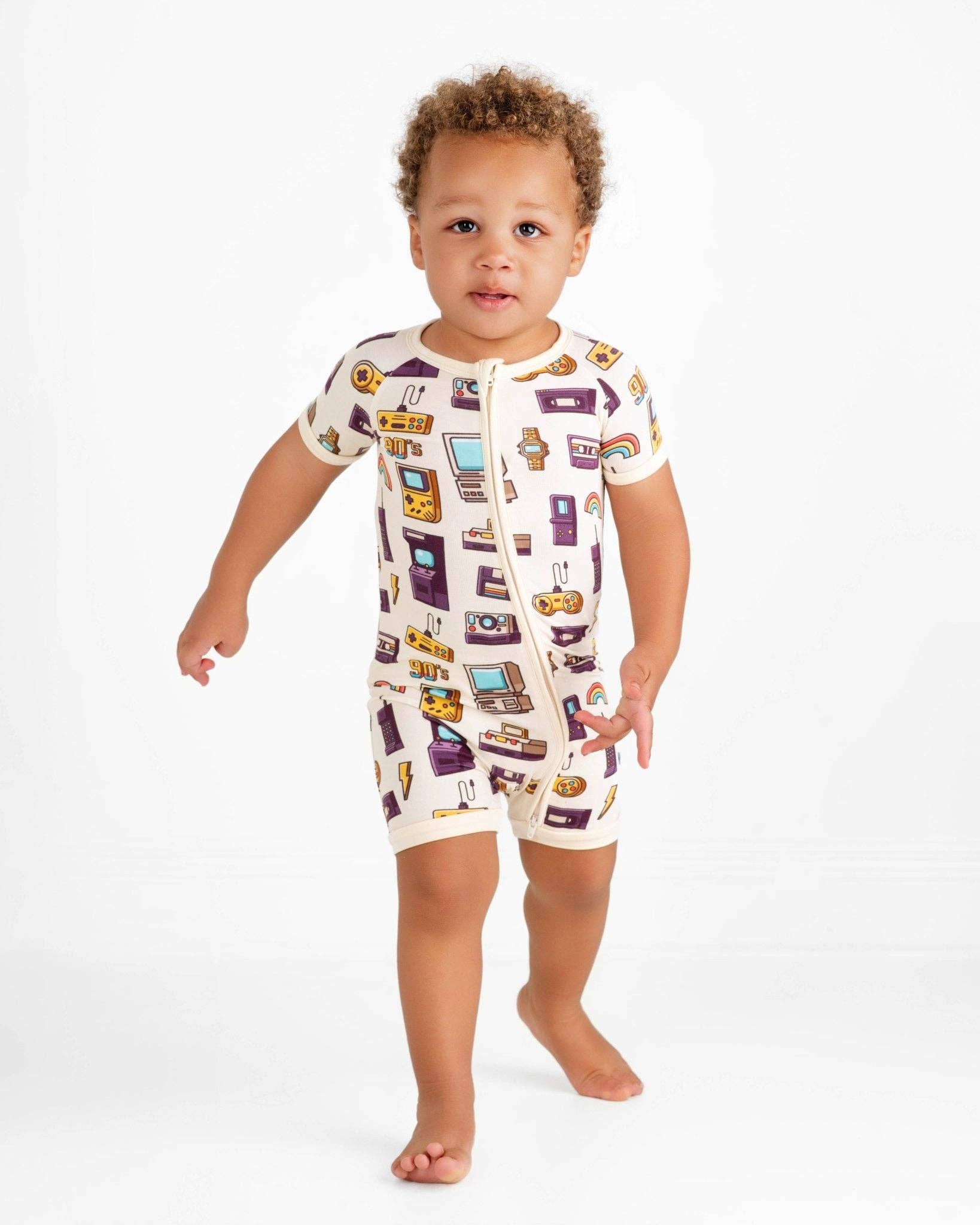 Jammie Session Bamboo Short Romper - 90's Retro