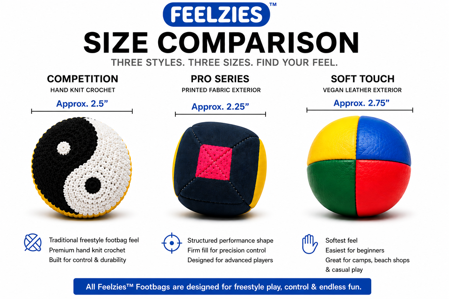 Feelzies - Competition Footbags – Assorted Hacky Sacks