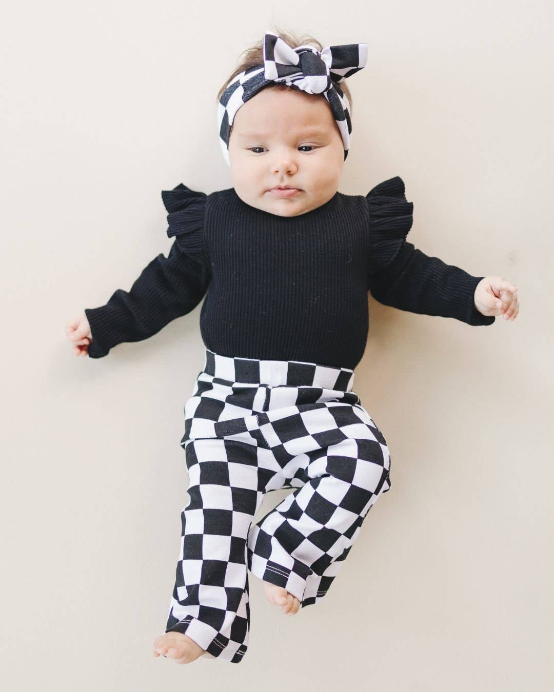Lucky Panda Kids Checkered Flare Pants