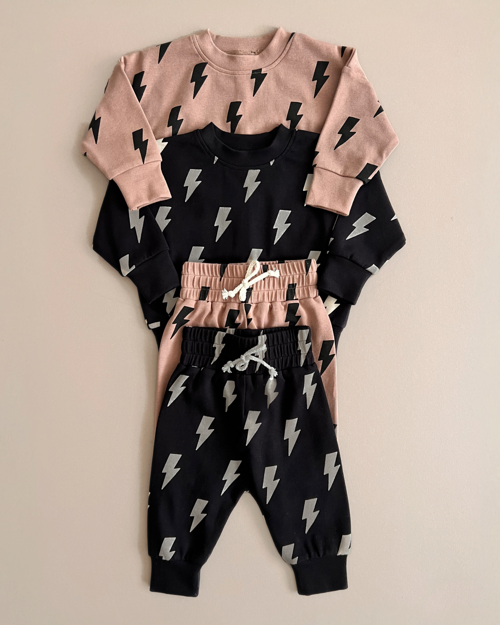 Lucky Panda Kids Jogger Set - Black Bolts