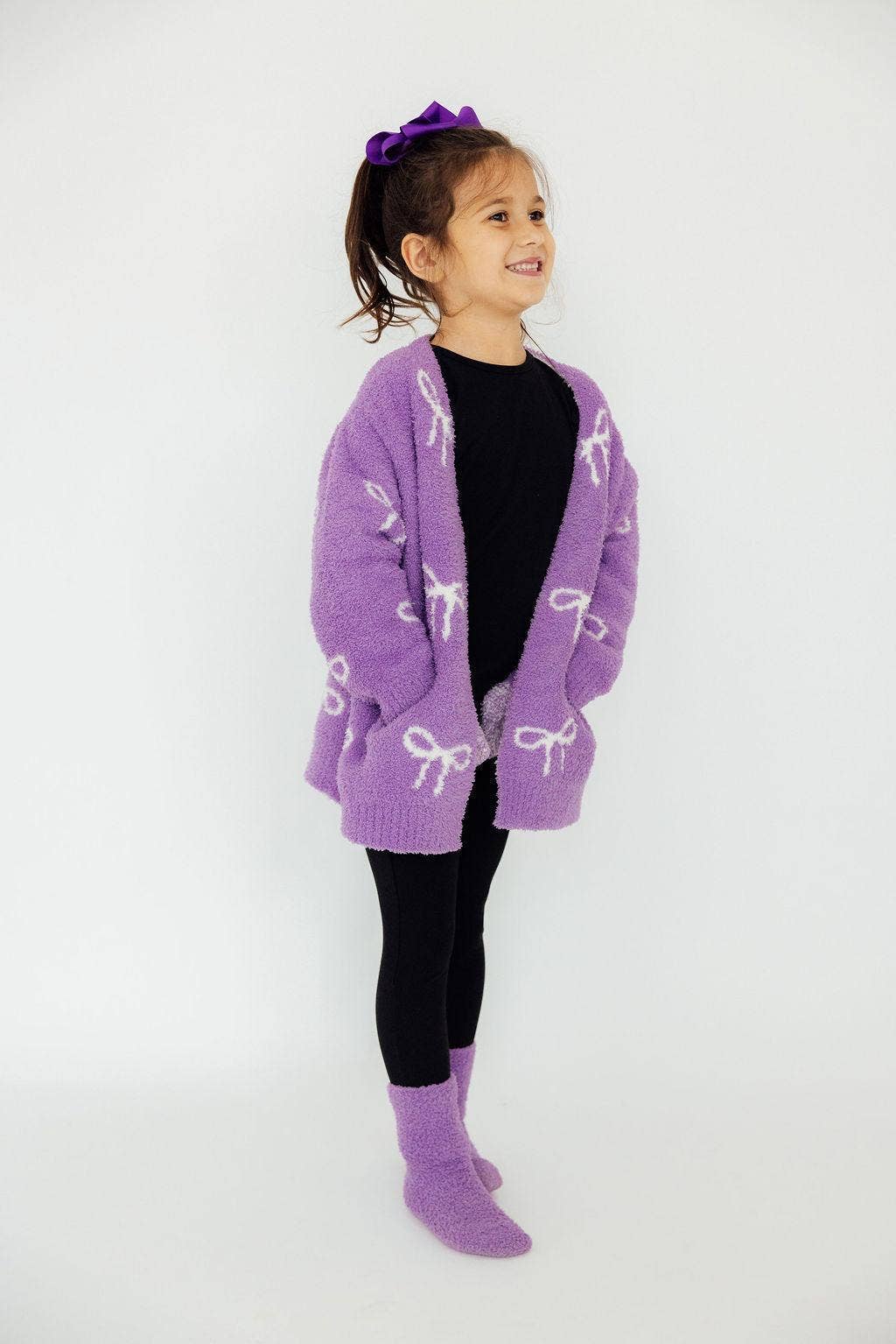 Mila & Rose - Lilac/Coconut Bow Cozy Socks