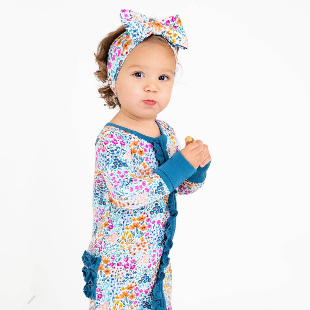 Jammie Session Bamboo Ruffle Romper - Whispering Wildflowers