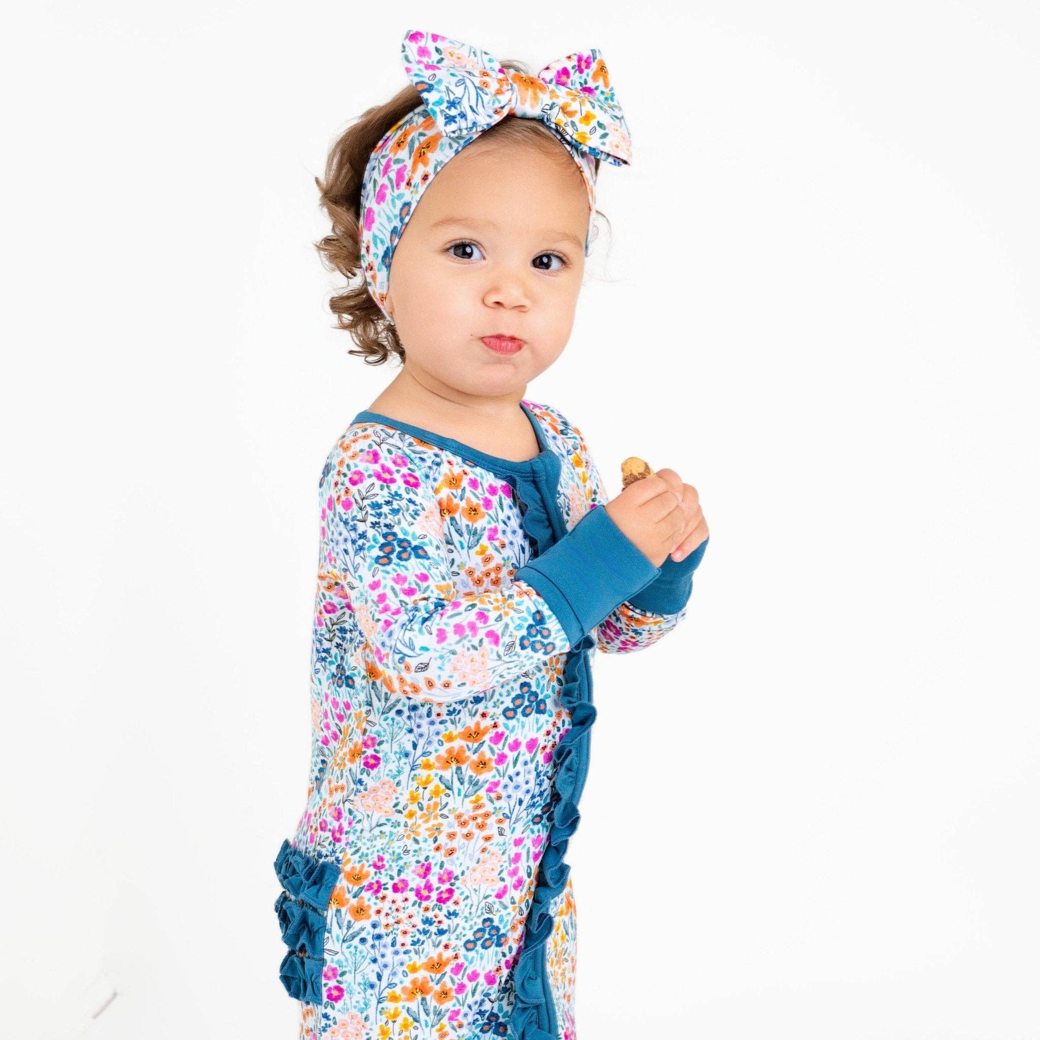 Jammie Session Bamboo Ruffle Romper - Whispering Wildflowers