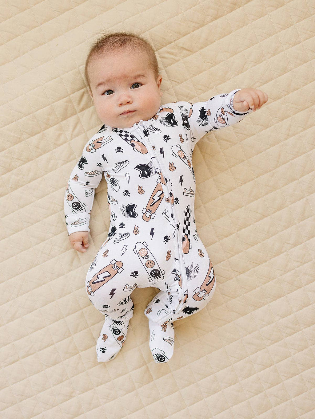 Lucky Panda Kids Bamboo Zip Romper - Sk8er