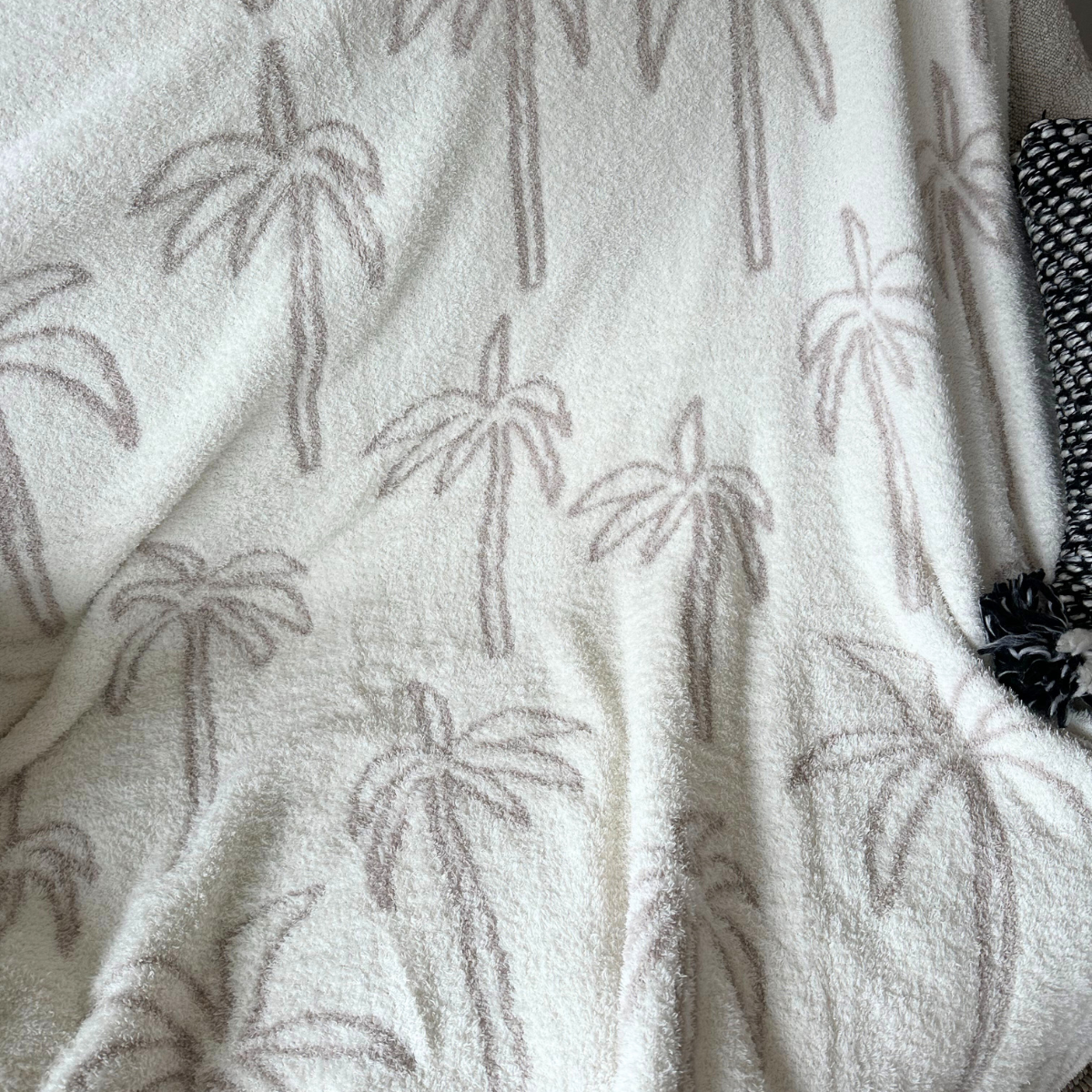 Local Beach - Multi Palm Tree Luxe Home Blanket