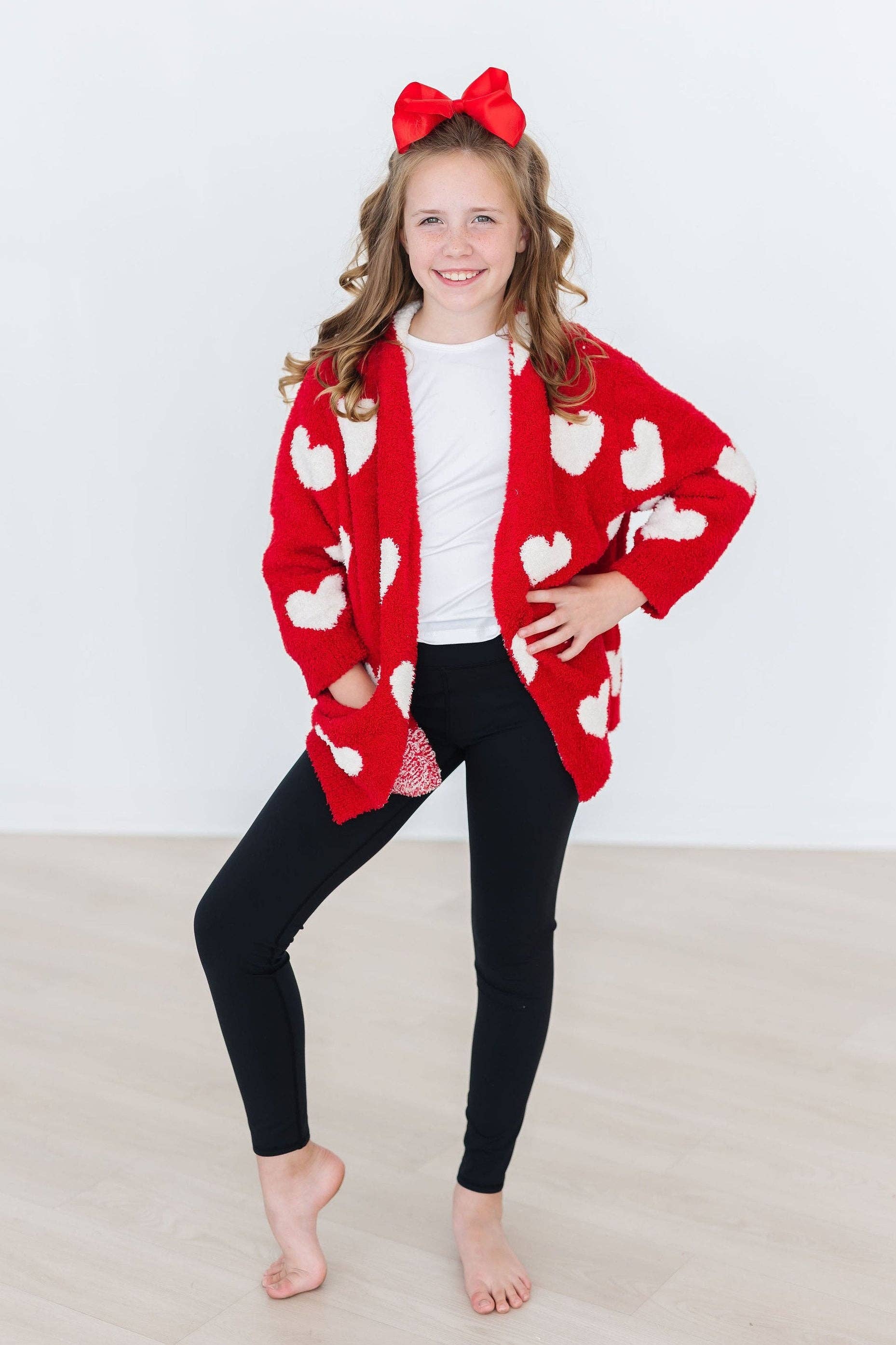 Mila & Rose - Heart Cozy Cardigan (Red & White)