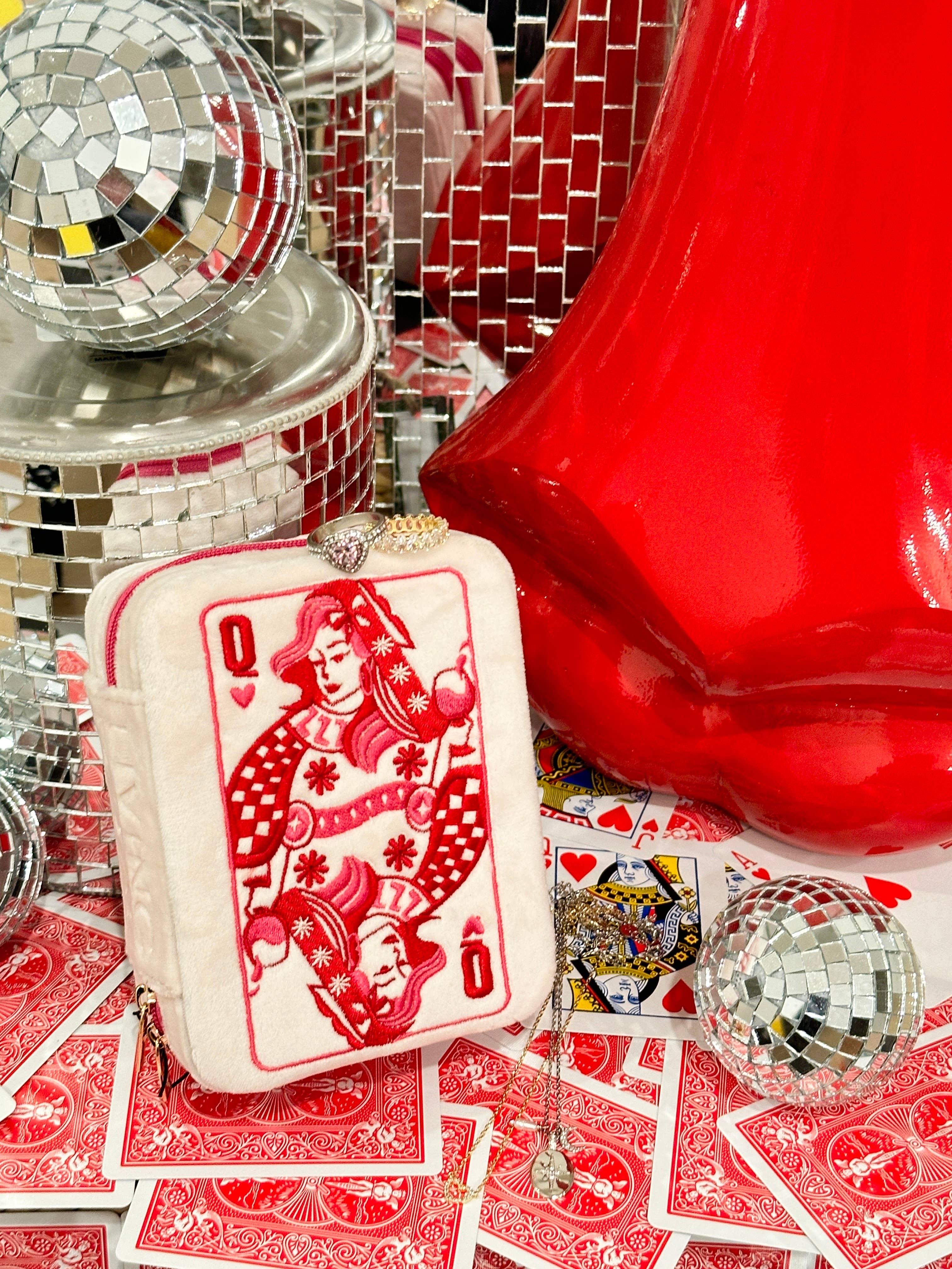 Living Royal Velvet Jewelry Zip Case - Queen of Hearts