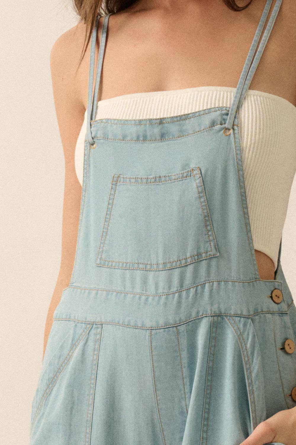 Women's Denim Wide-Leg Overall Jumpsuit