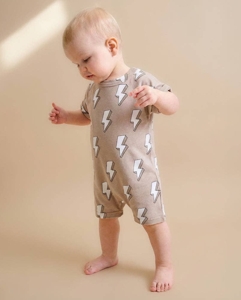 Lucky Panda Kids - Cotton Romper - Electric Beige