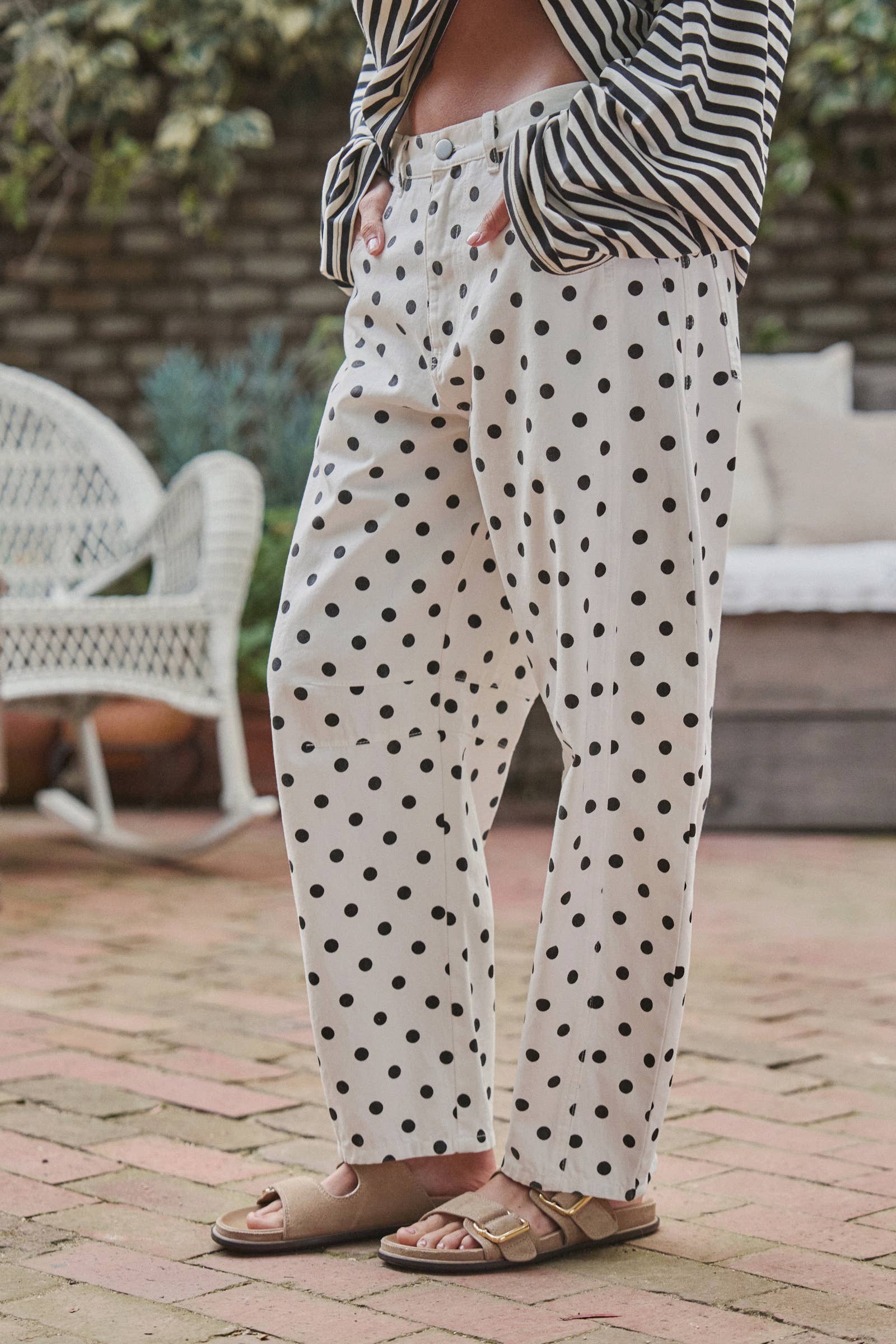 Women's Barrel Leg Jeans - Polka Dot