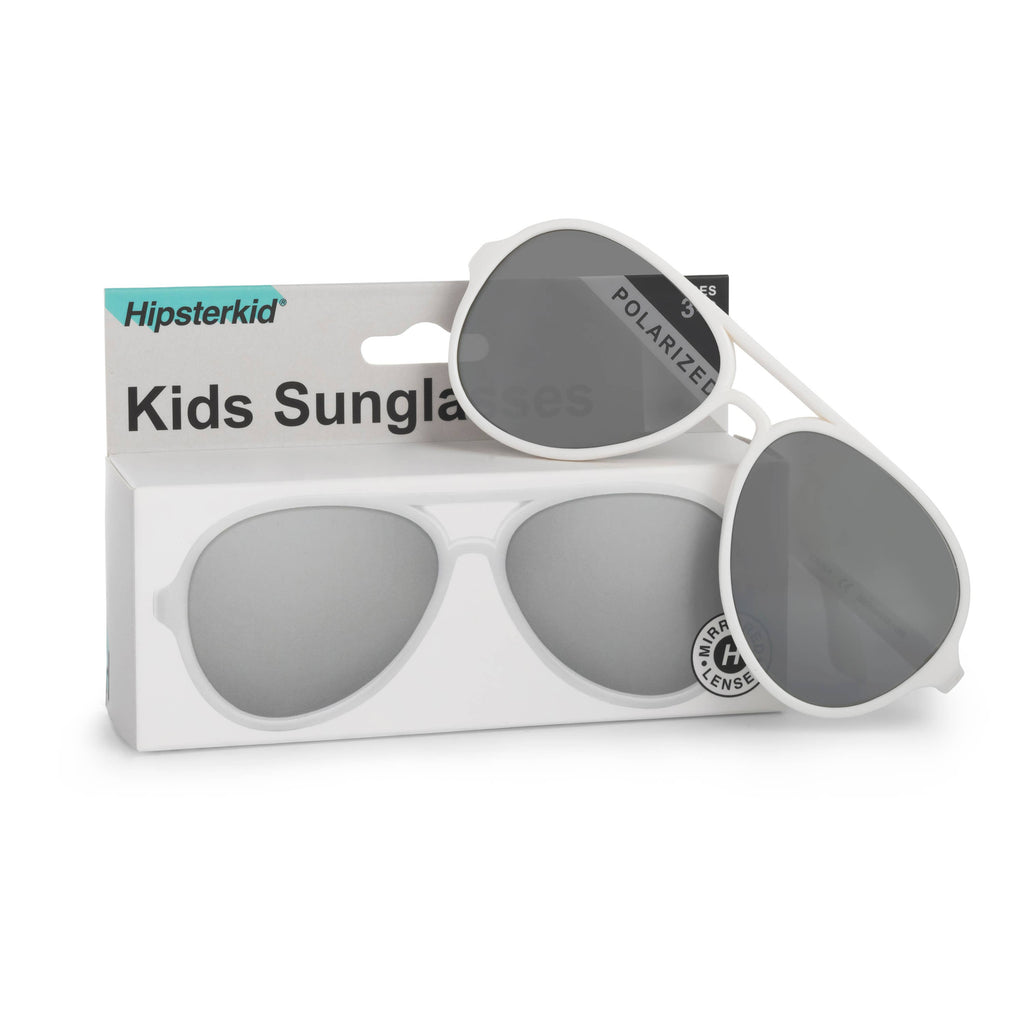 Hipsterkid - Sunglasses – Polarized, UV Protective | White Aviators