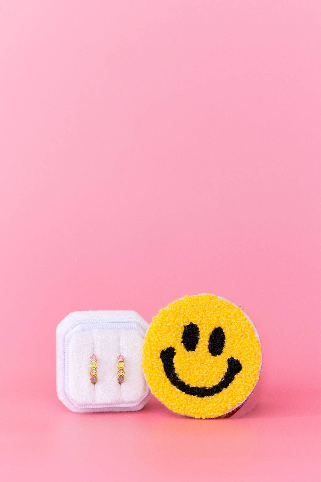 Desert Peach - Smiley Chunky Huggie Hoops