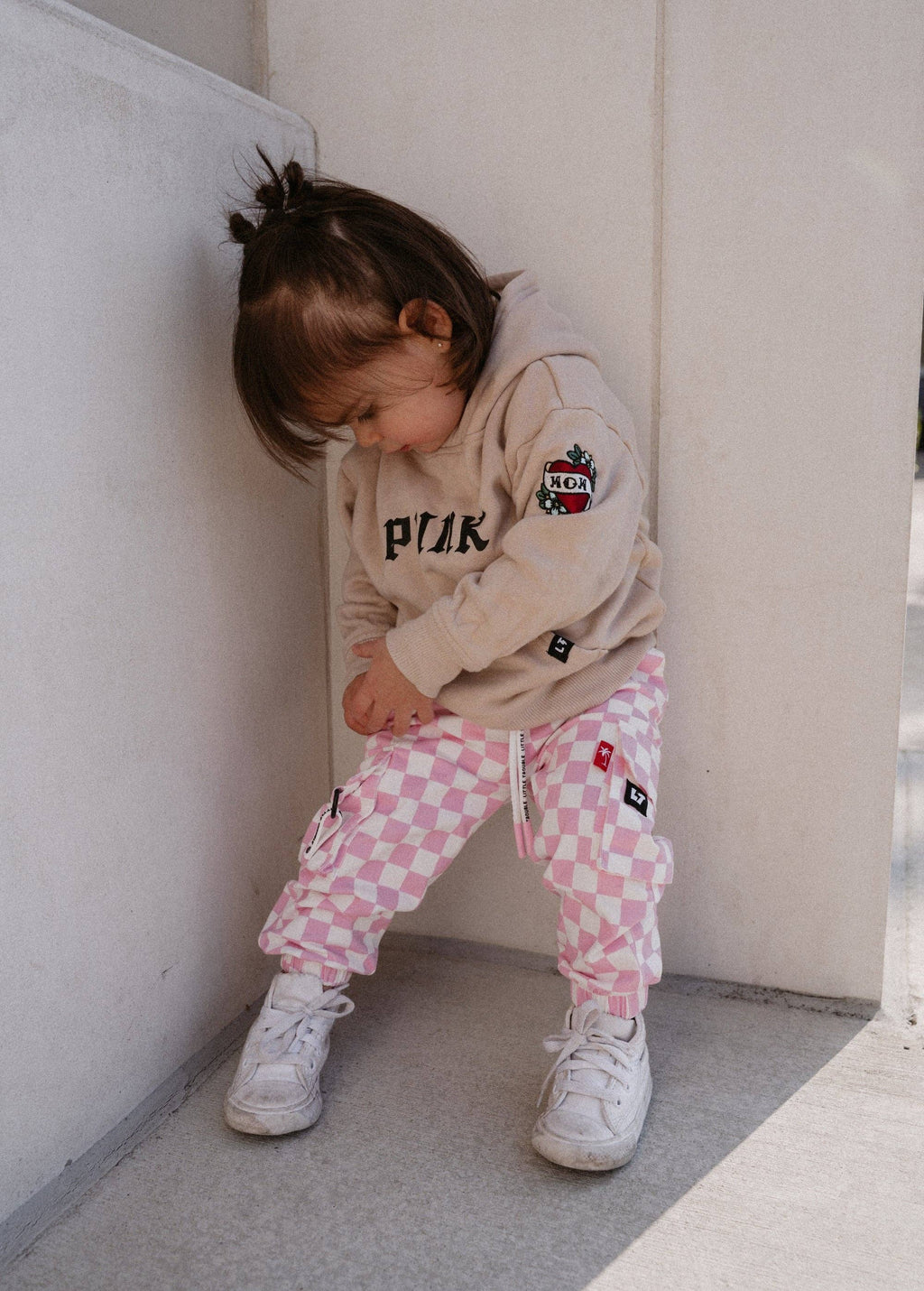 Little Trouble - Pink Checker Cargos