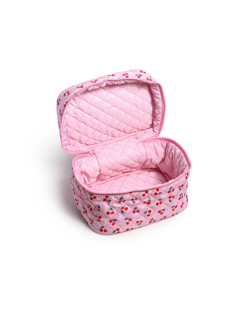 Living Royal - Cosmetic Travel Case - Pink w/ Red Cherries