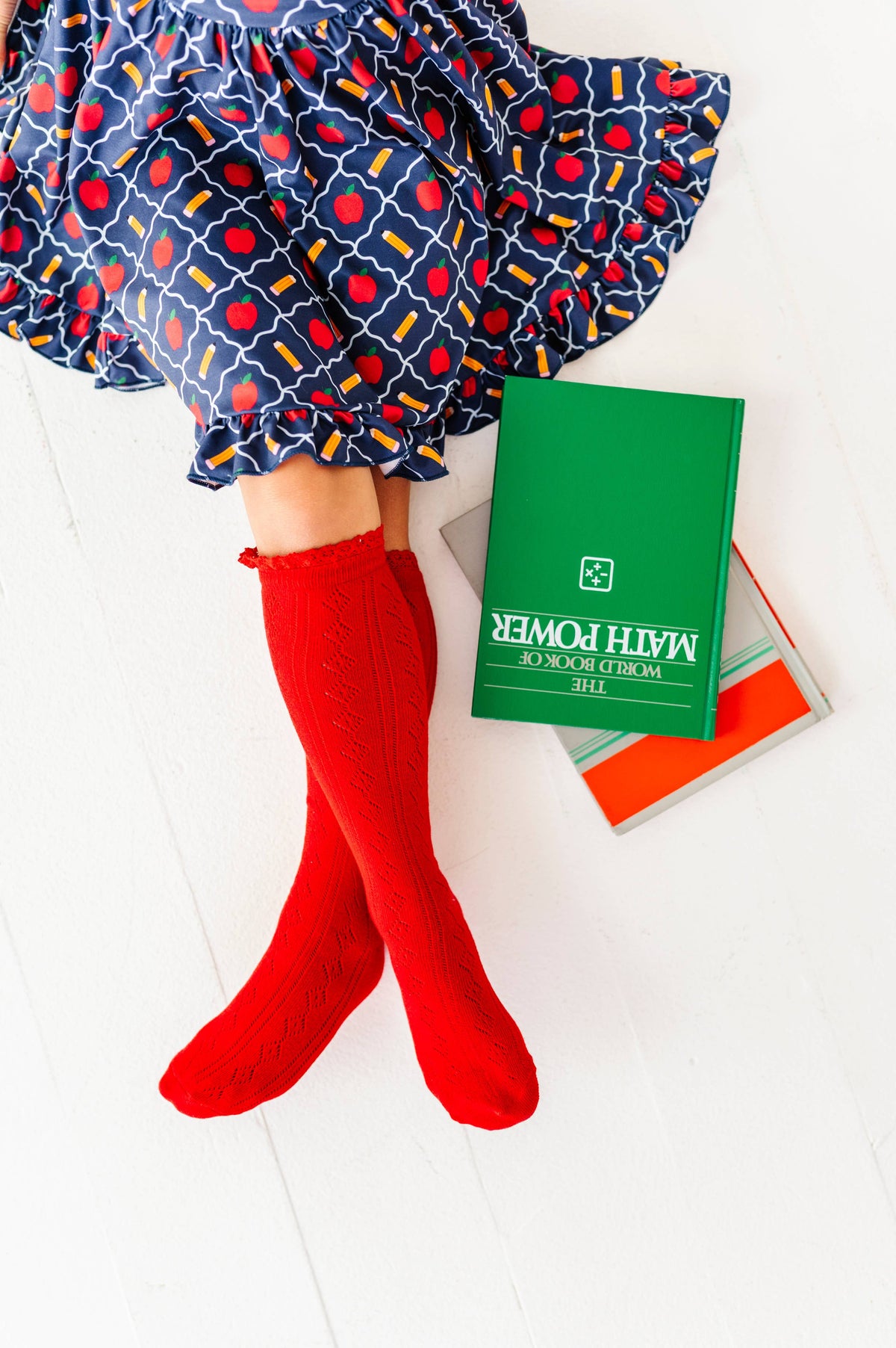Little Stocking Co. Lace Top Knee High Socks - Bright Red