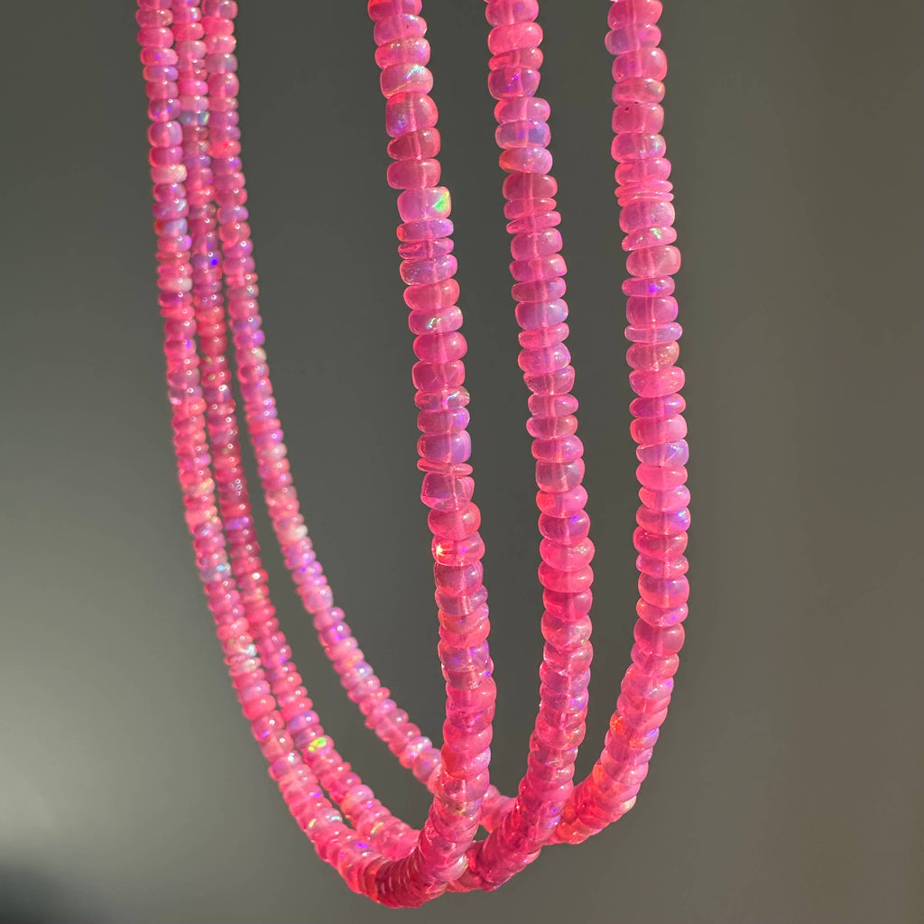 Anokhi Green Handmade Gemstone Necklace - Bright Neon Pink Opal