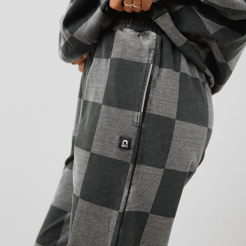 RAGS - Adult Unisex Joggers - Black Denim Check