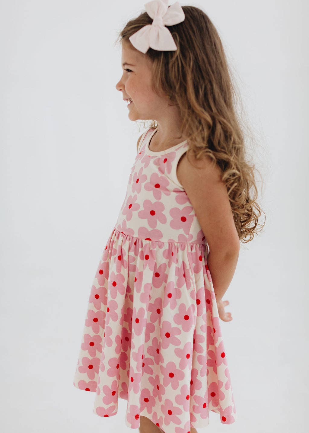 Good Apples Kids Sleeveless Twirl Dress - Pink Daisies