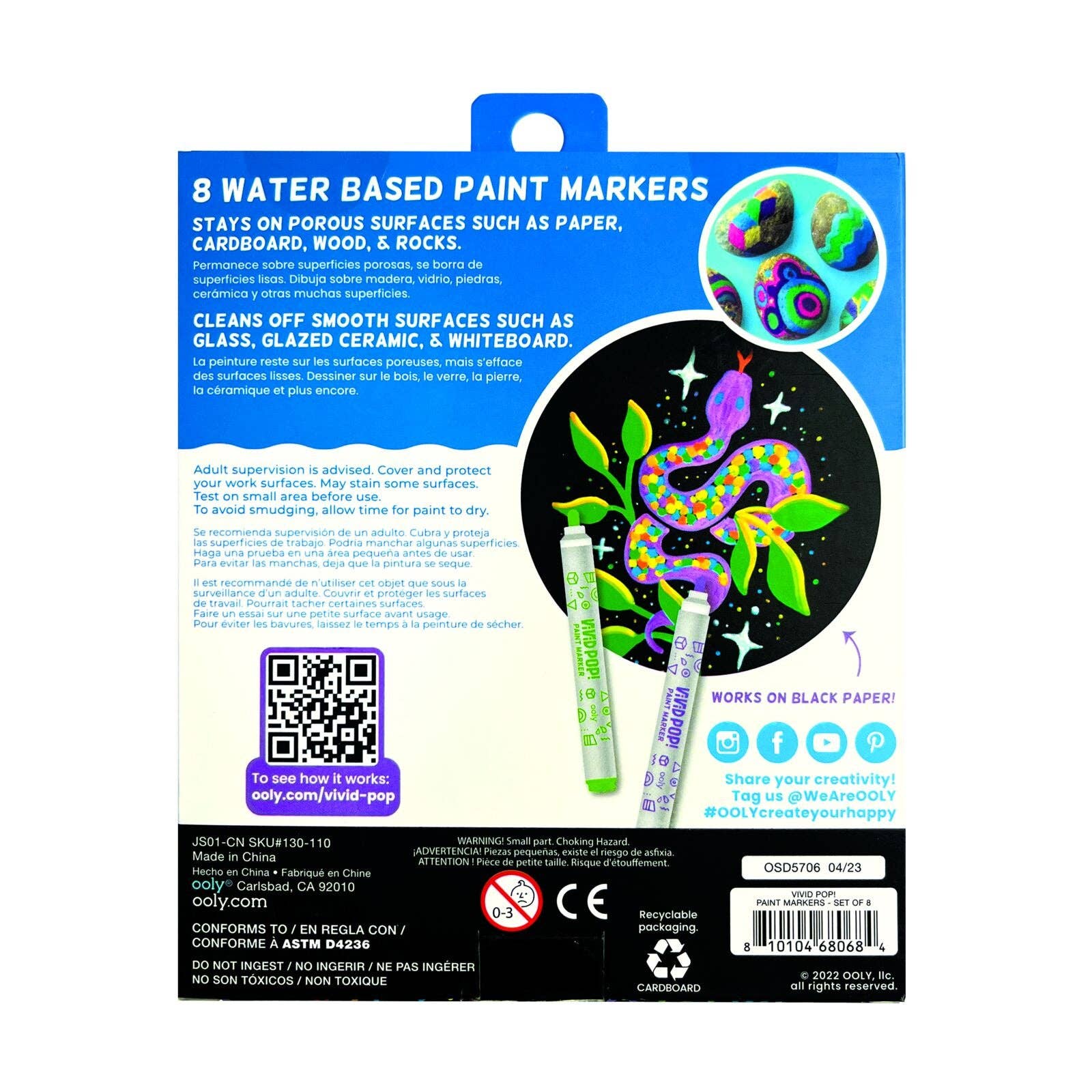 OOLY - Vivid Pop! Opaque Water-Based Paint Markers - Classic