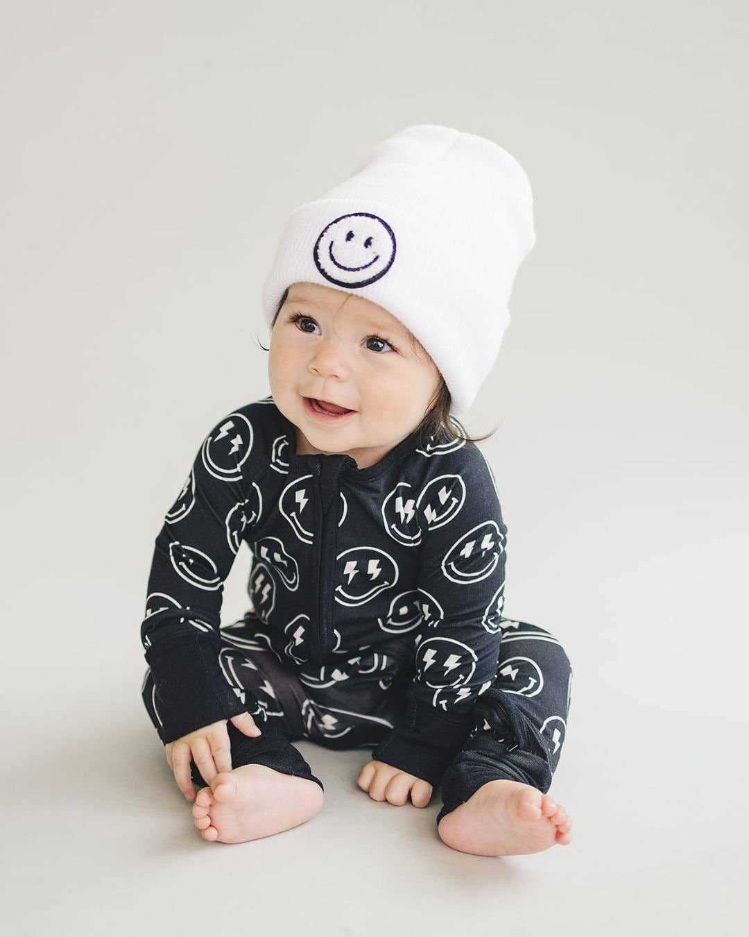 Lucky Panda Kids Smiley Beanie - White