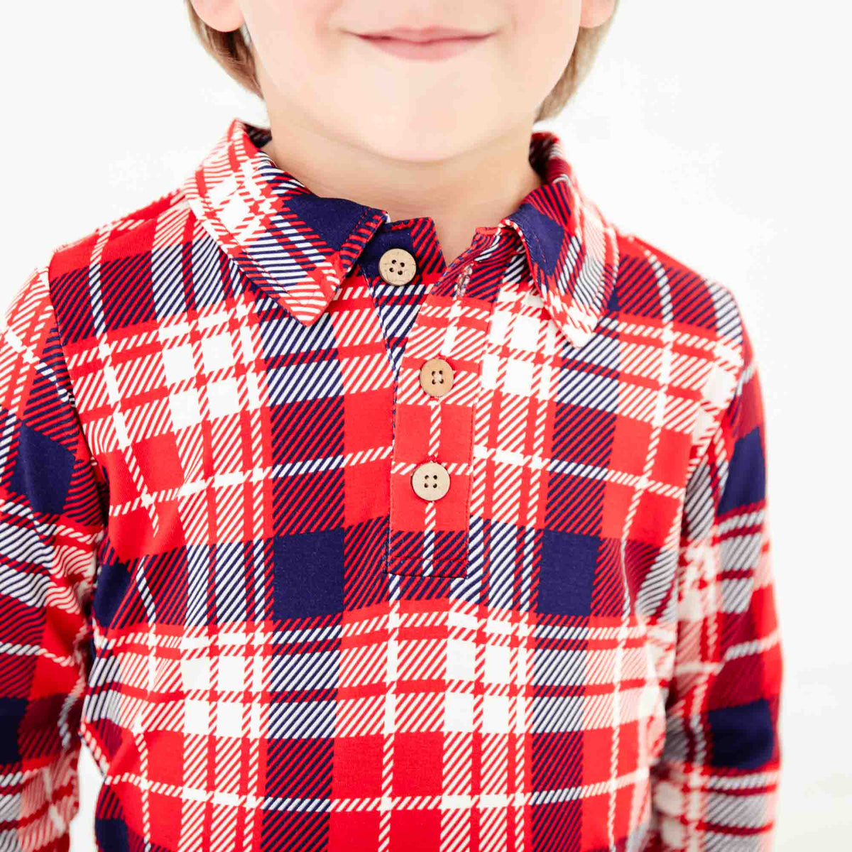 Dreamiere Long Sleeve Polo Shirt Set - Plaid Duo