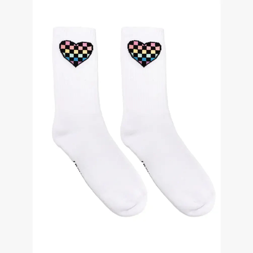 Living Royal Crew Socks - Checkered Heart