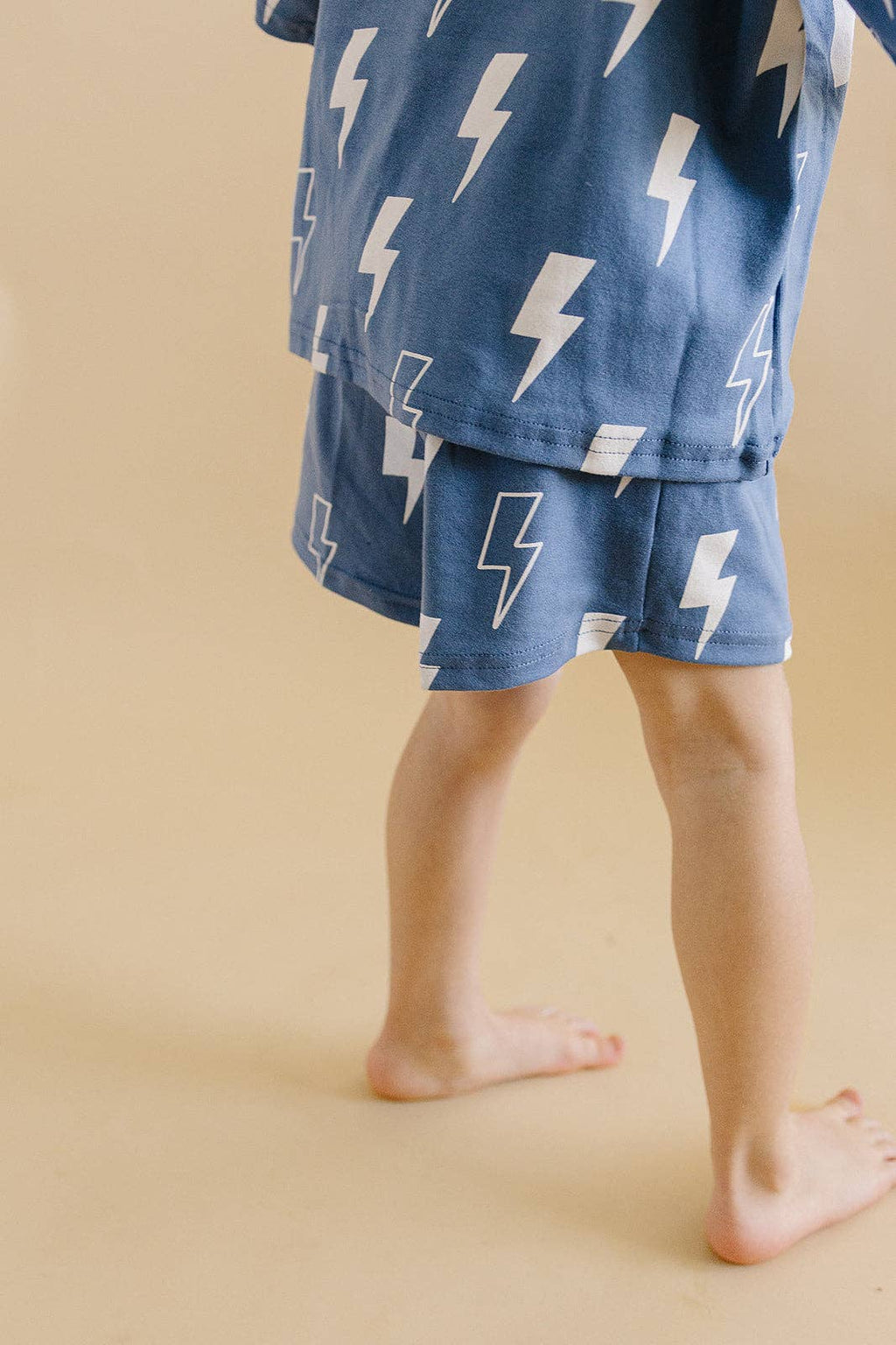 Lucky Panda Kids Shorts Set - Blue Bolts