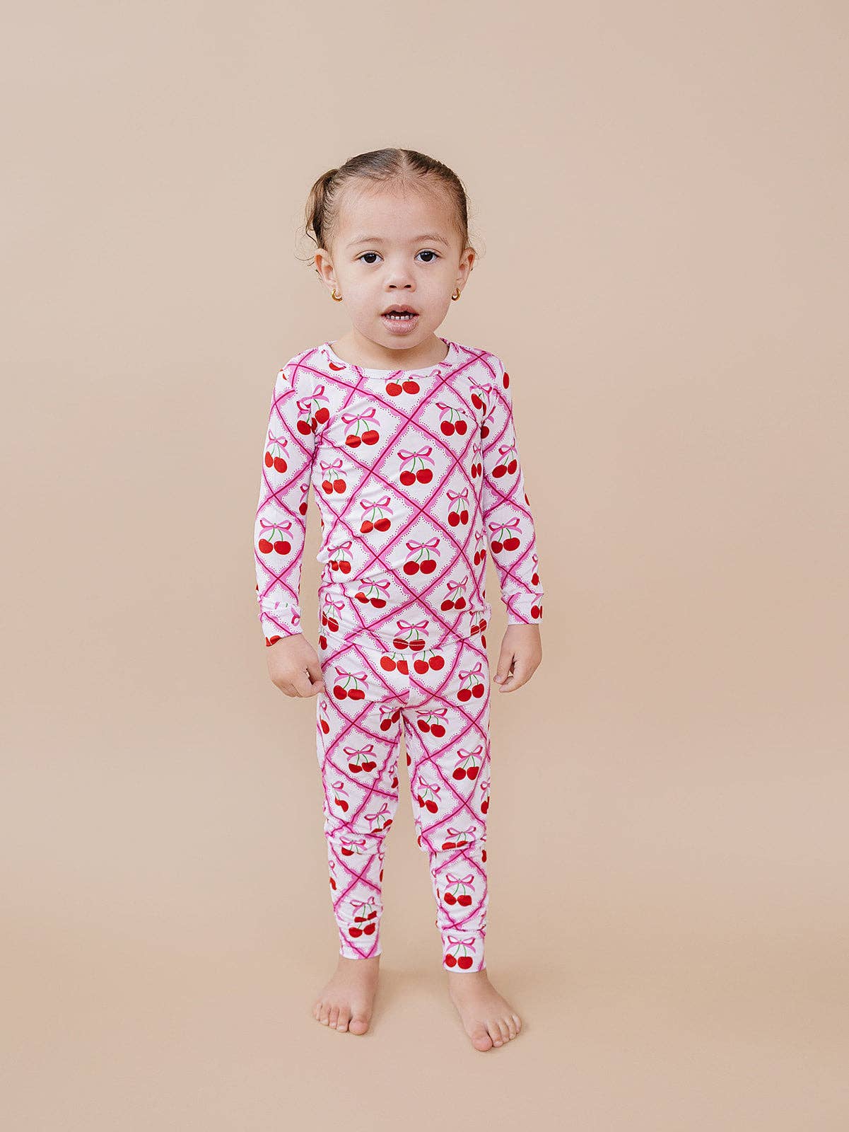 Lucky Panda Kids Bamboo PJs - Cherry Bow
