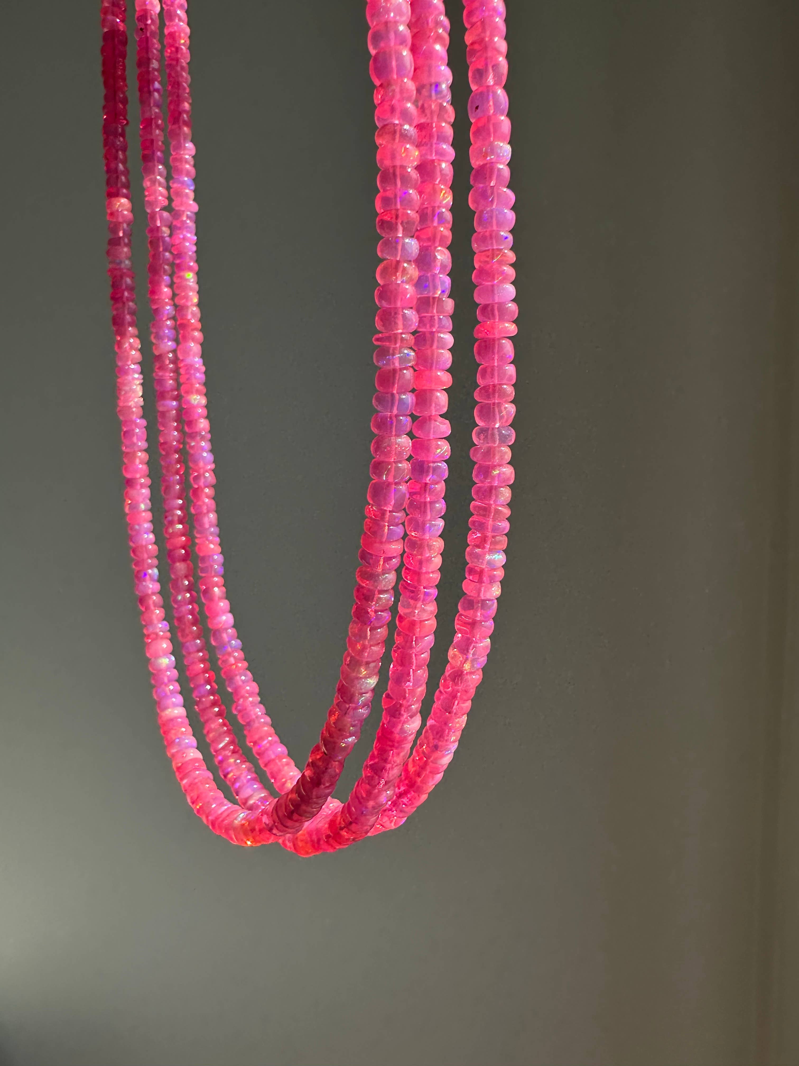 Anokhi Green Handmade Gemstone Necklace - Bright Neon Pink Opal