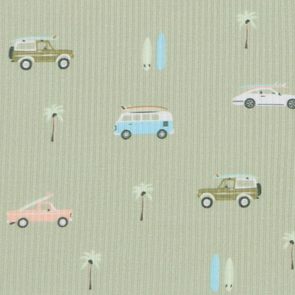 ava + oliver Short Zip Romper - Vintage Surf Cars