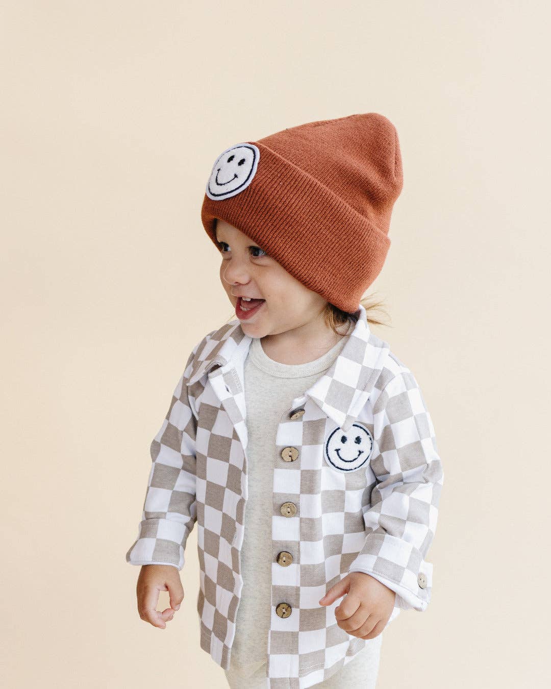Lucky Panda Kids Smiley Beanie - Rust