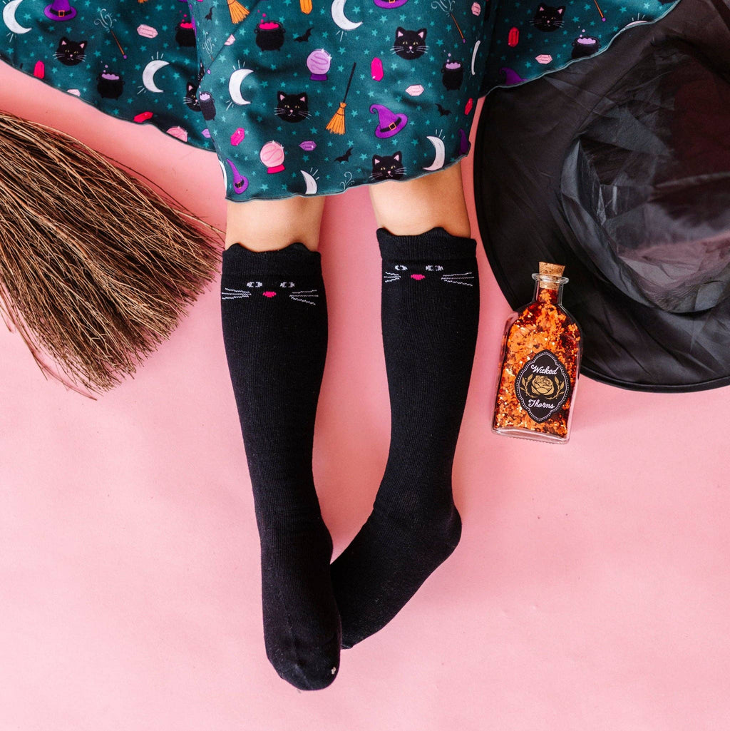 Little Stocking Co. Knee High Socks - Black Cat