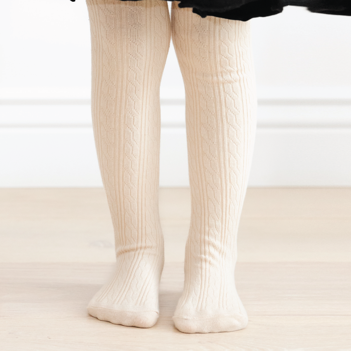 Little Stocking Co. Cable Knit Tights - Vanilla