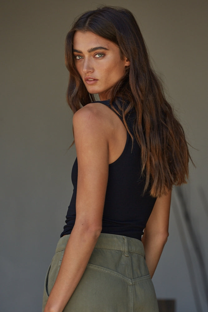 Women's Double Layered Seamless Top - Black