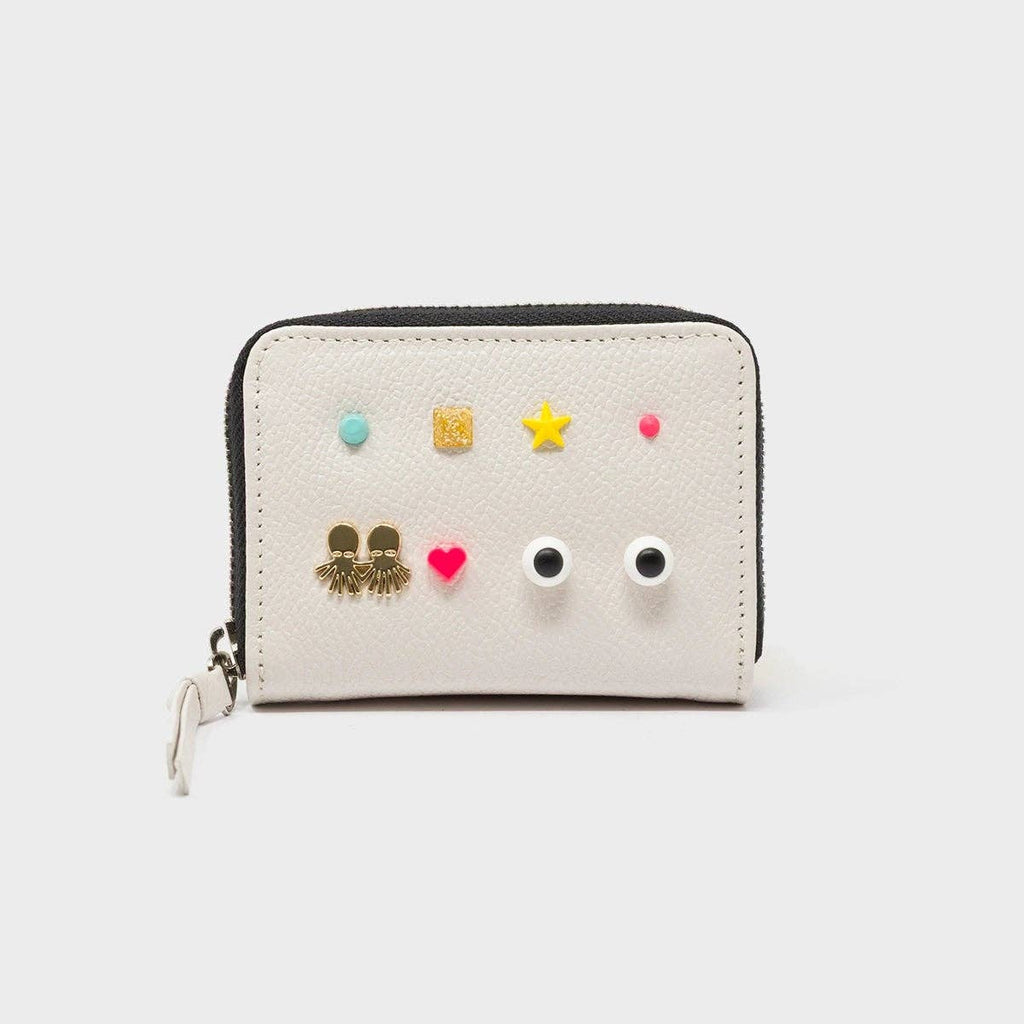 Min & Mon - Frodo Cream Leather Zip Around Wallet - Studs Pattern