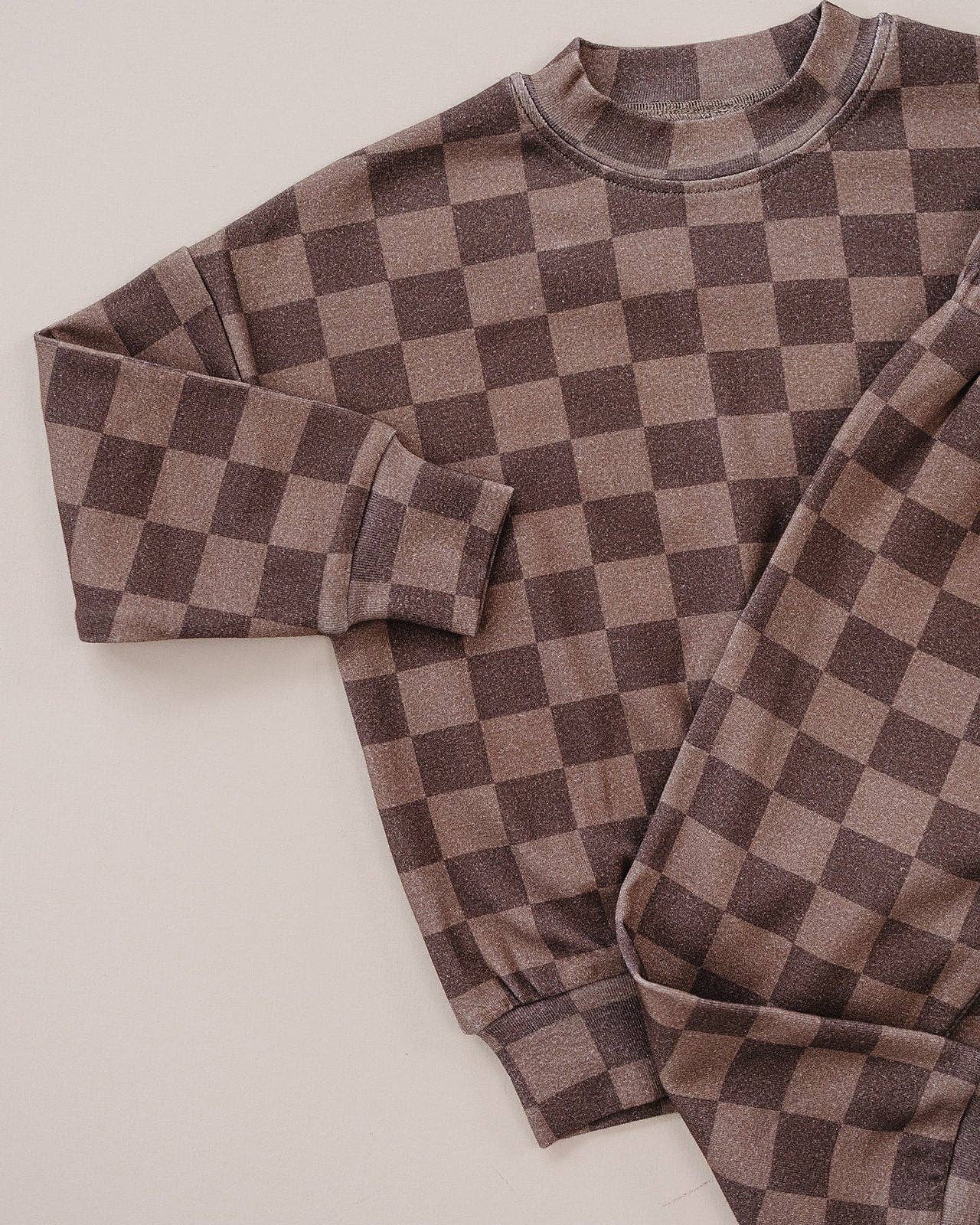 Lucky Panda Kids Jogger Set - Espresso Checkered