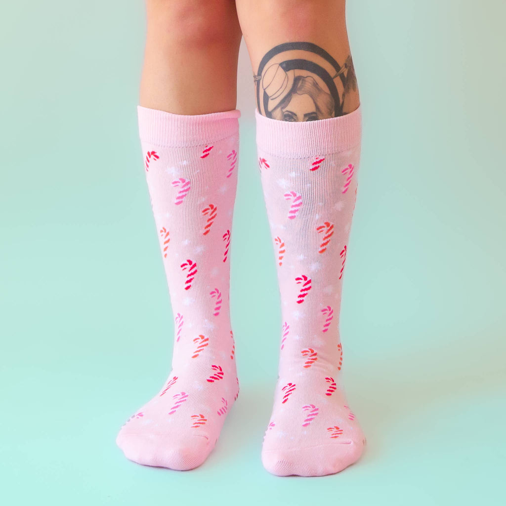 Sunshine Studios - Holiday Candy Cane Crew Socks