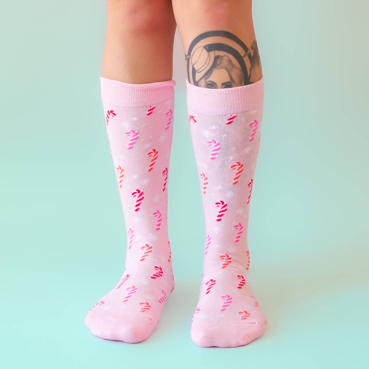 Sunshine Studios - Holiday Candy Cane Crew Socks