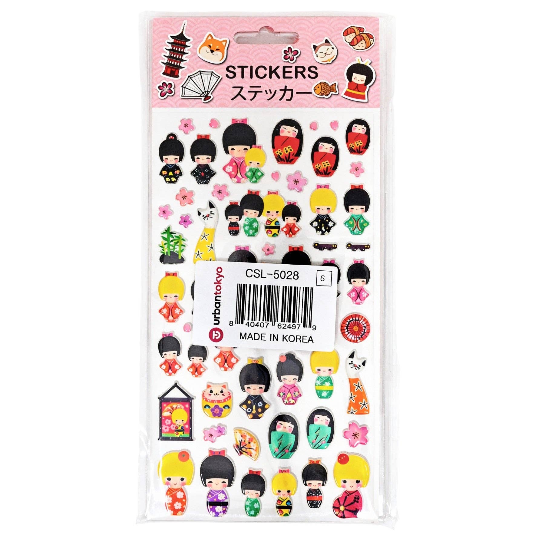 Urban Tokyo Puffy Stickers - Kokeshi Dolls